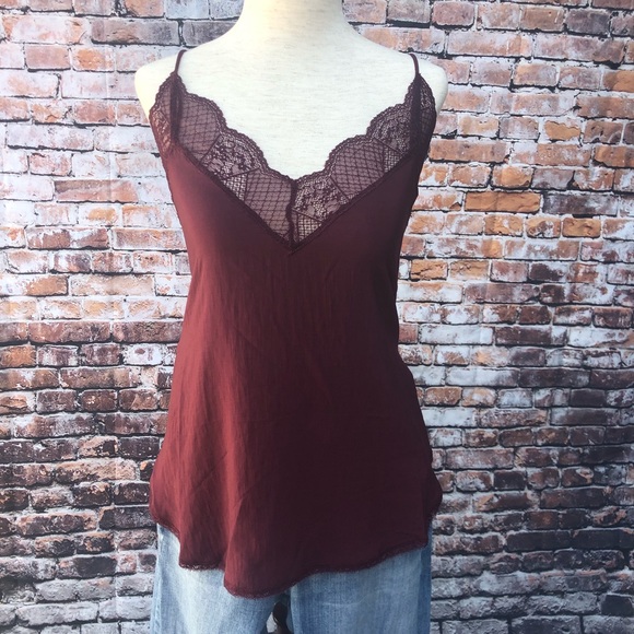 LOVESTITCH Lingerie Inspired Camisole Strappy Tank, NWT - BURGUNDY - Picture 4 of 8